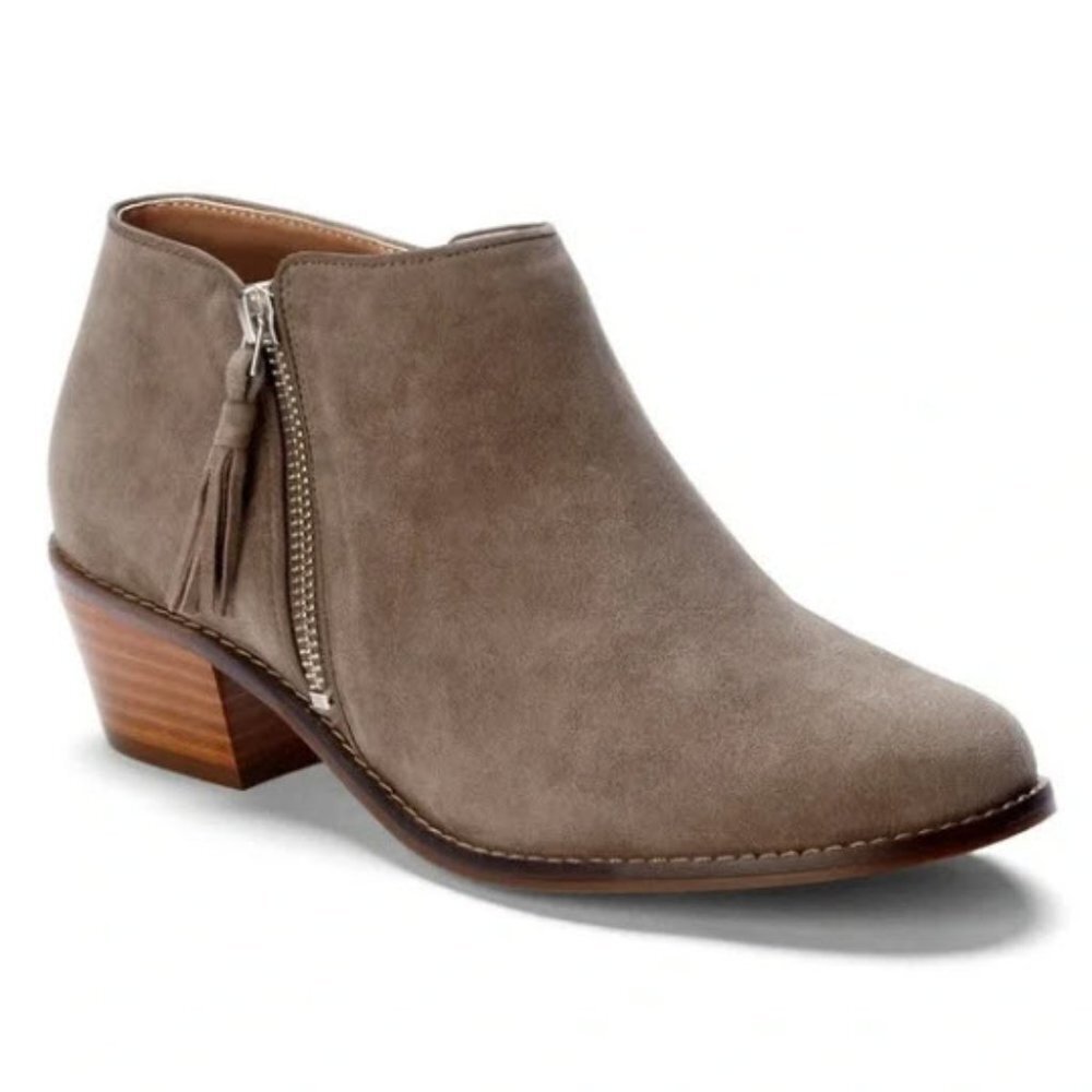 Vionic Serena Suede Ankle Zip Bootie Brown Size 6.5